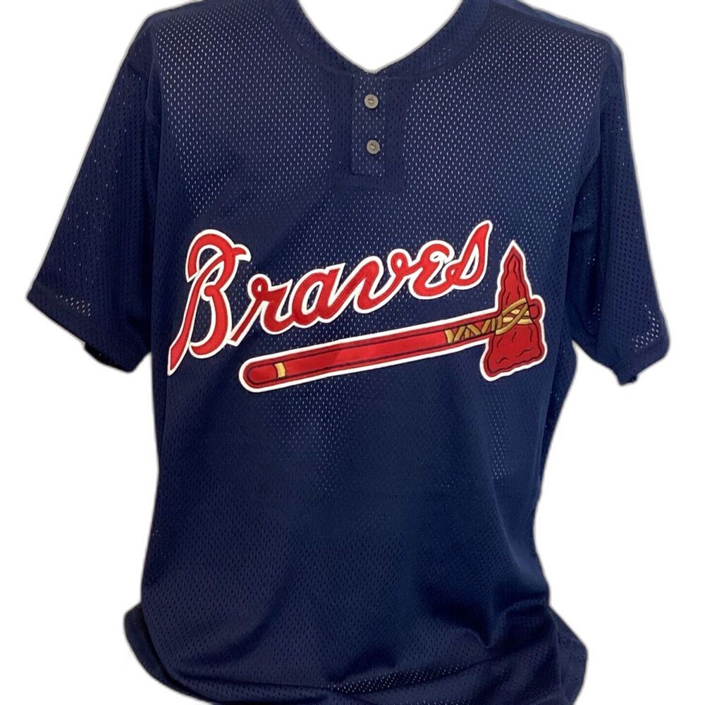 Vintage Atlanta Braves Jersey Blue Mesh Size XXL Stitched MLB Patch USA Wilson - Picture 1 of 7